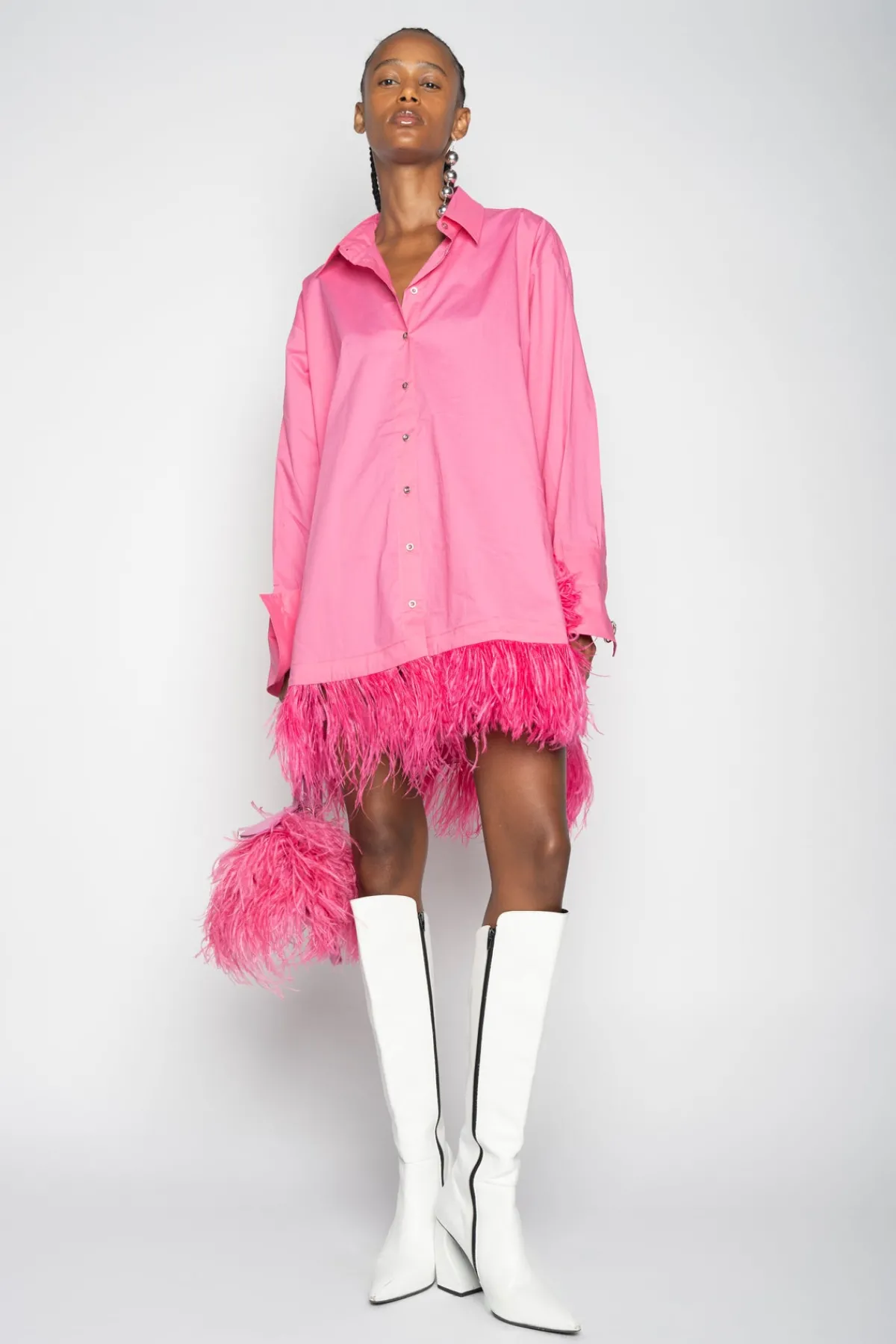 Women Marques ' Almeida PINK FEATHER SHIRT DRESS