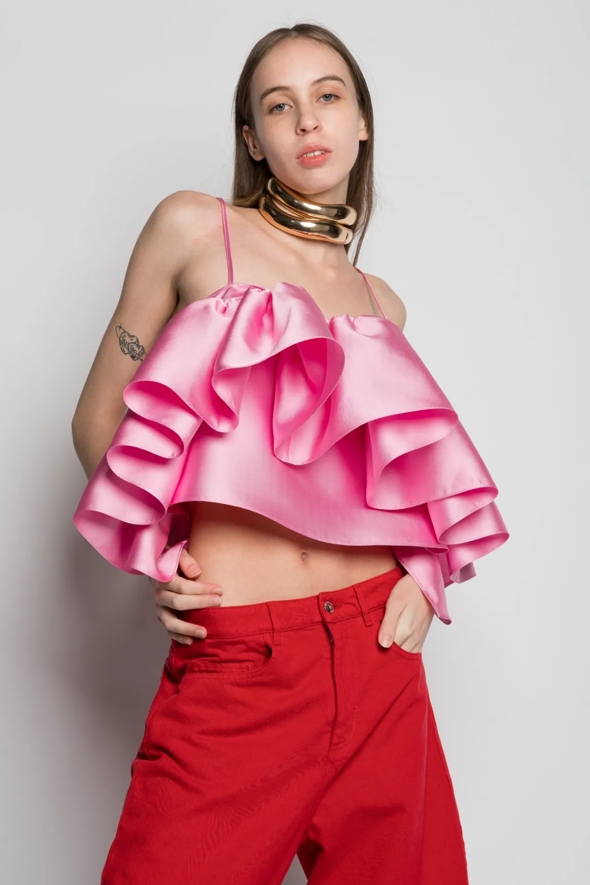 Women Marques ' Almeida PINK FRONT FRILL TOP