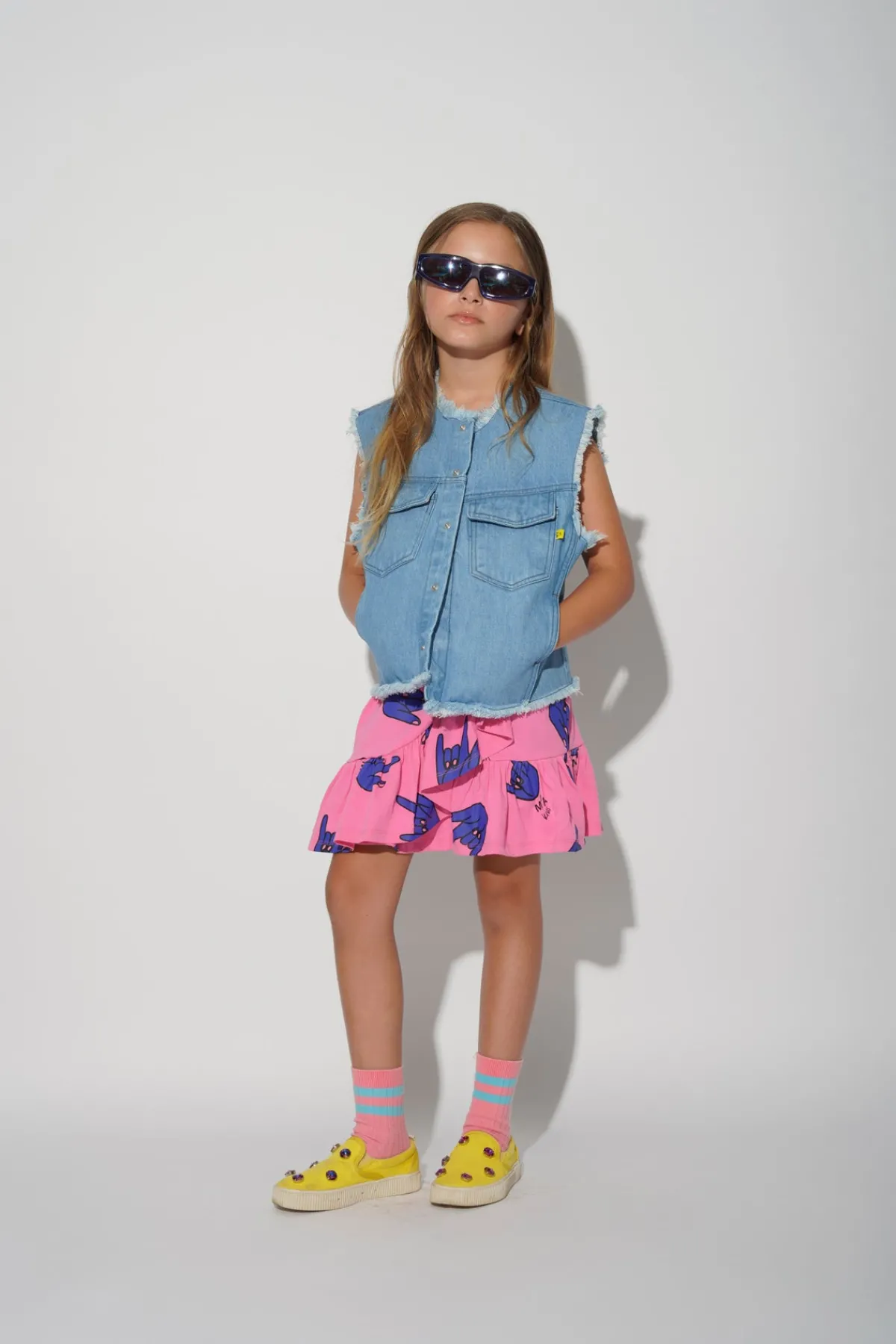 Kids Marques ' Almeida HANDS PRINT SKIRT WITH OVERLAP LAYER