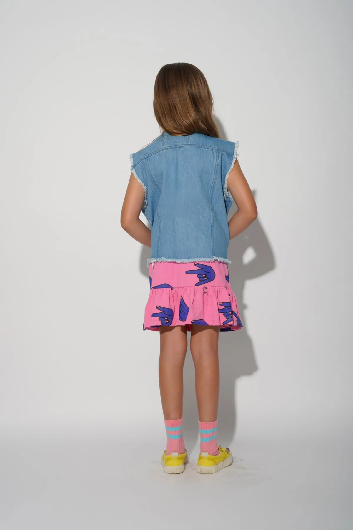 Kids Marques ' Almeida HANDS PRINT SKIRT WITH OVERLAP LAYER