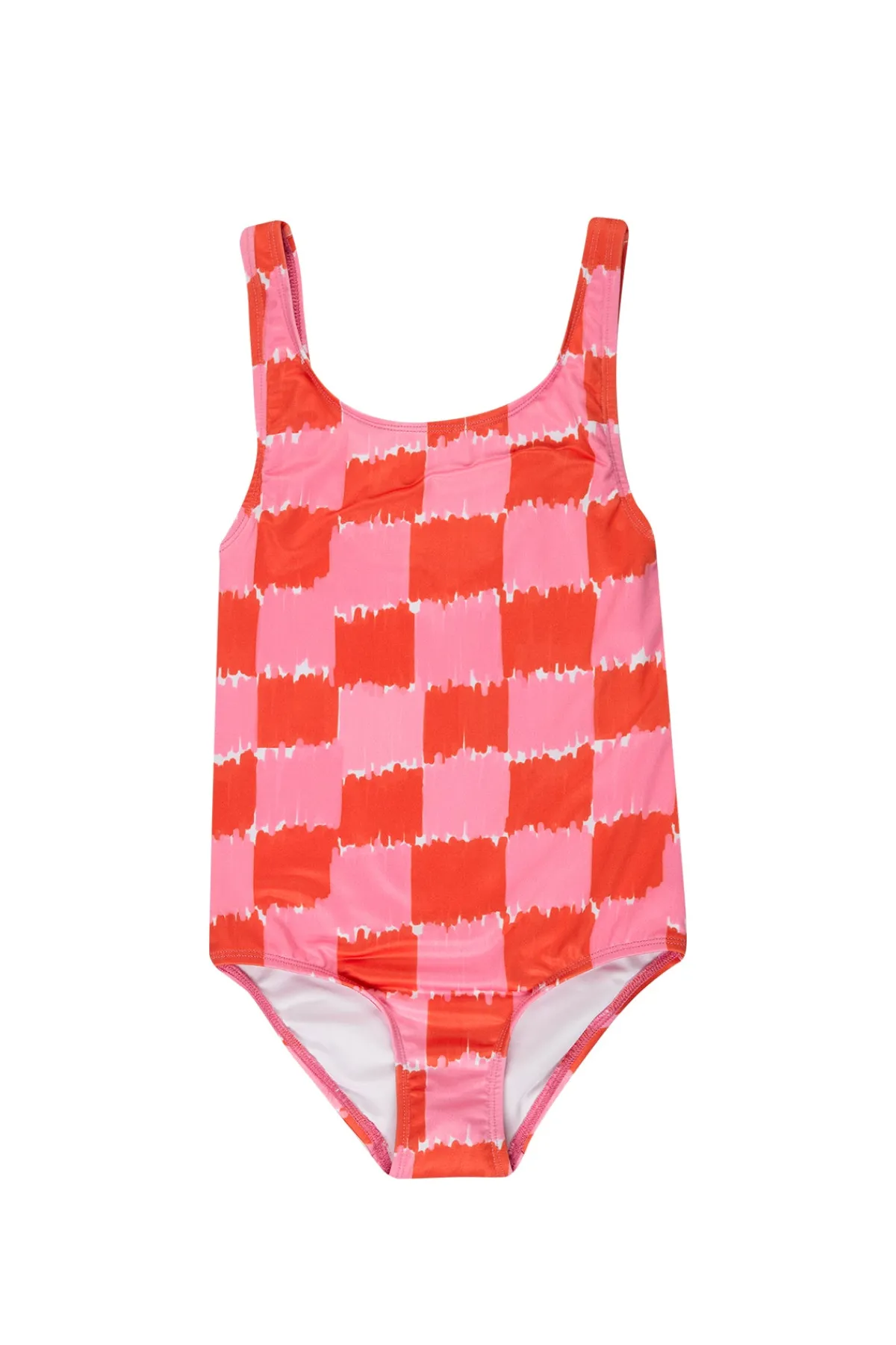 Kids Marques ' Almeida RED AND PINK GINGHAM SWIMSUIT