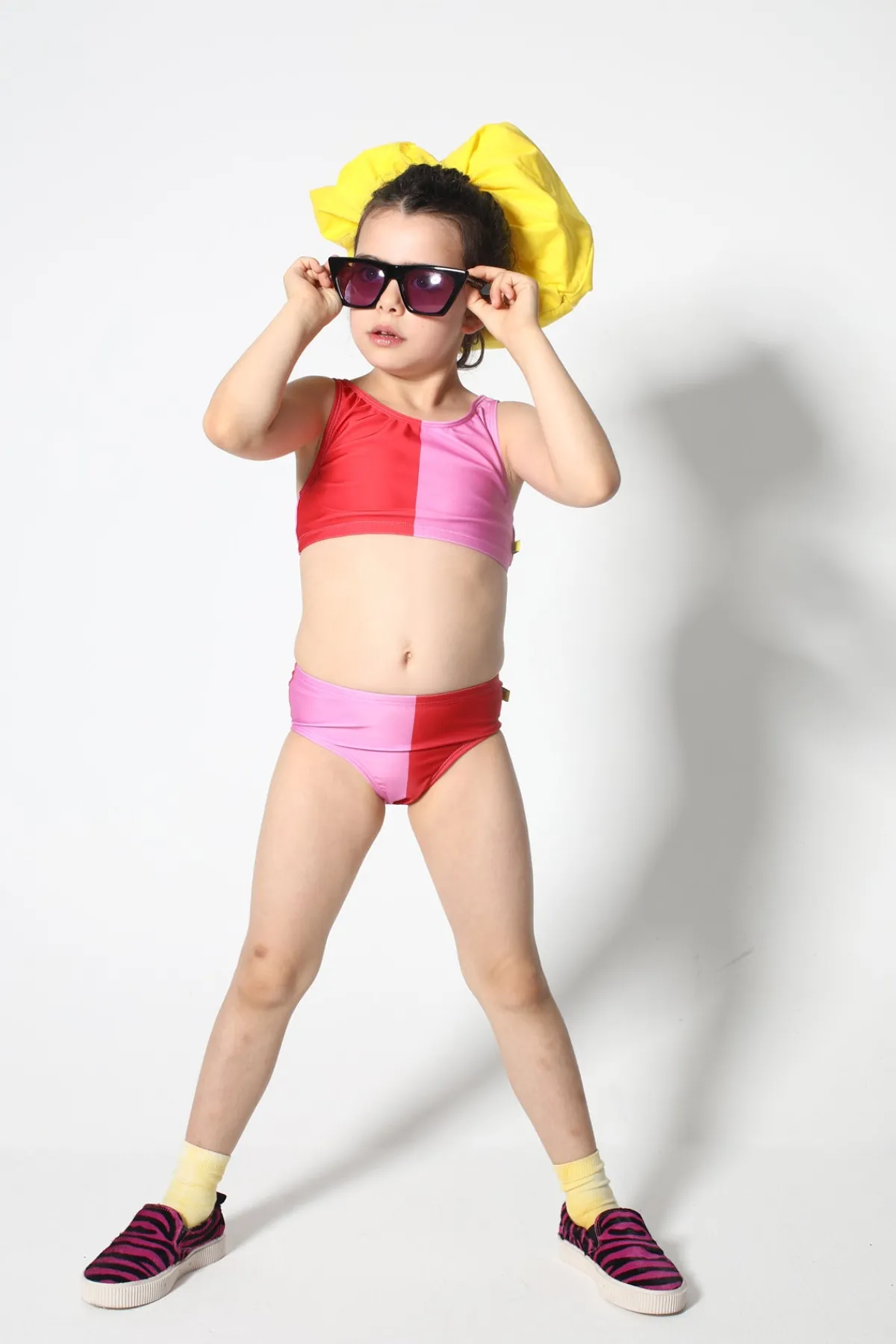 Kids Marques ' Almeida RED AND PINK SWIMWEAR BIKINI SET