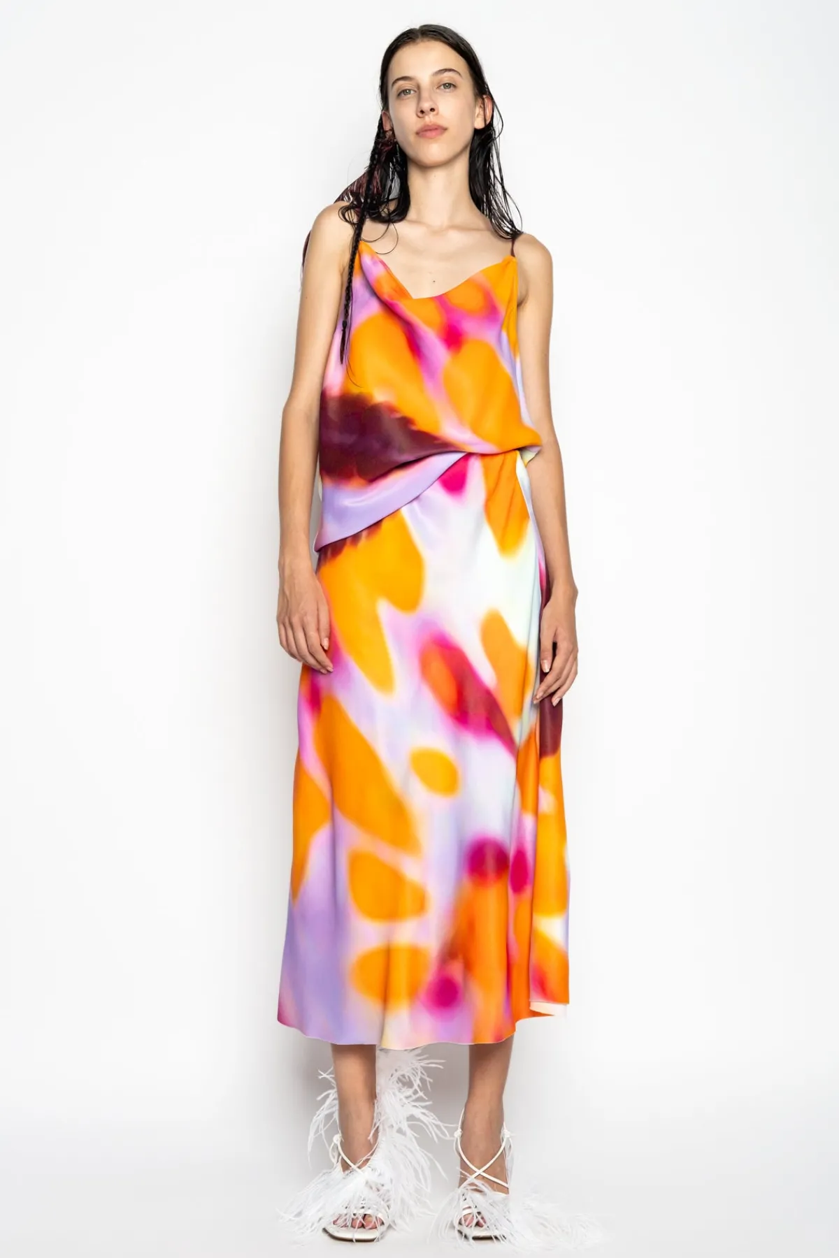 Women Marques ' Almeida SLIP PRINTED SATIN SKIRT