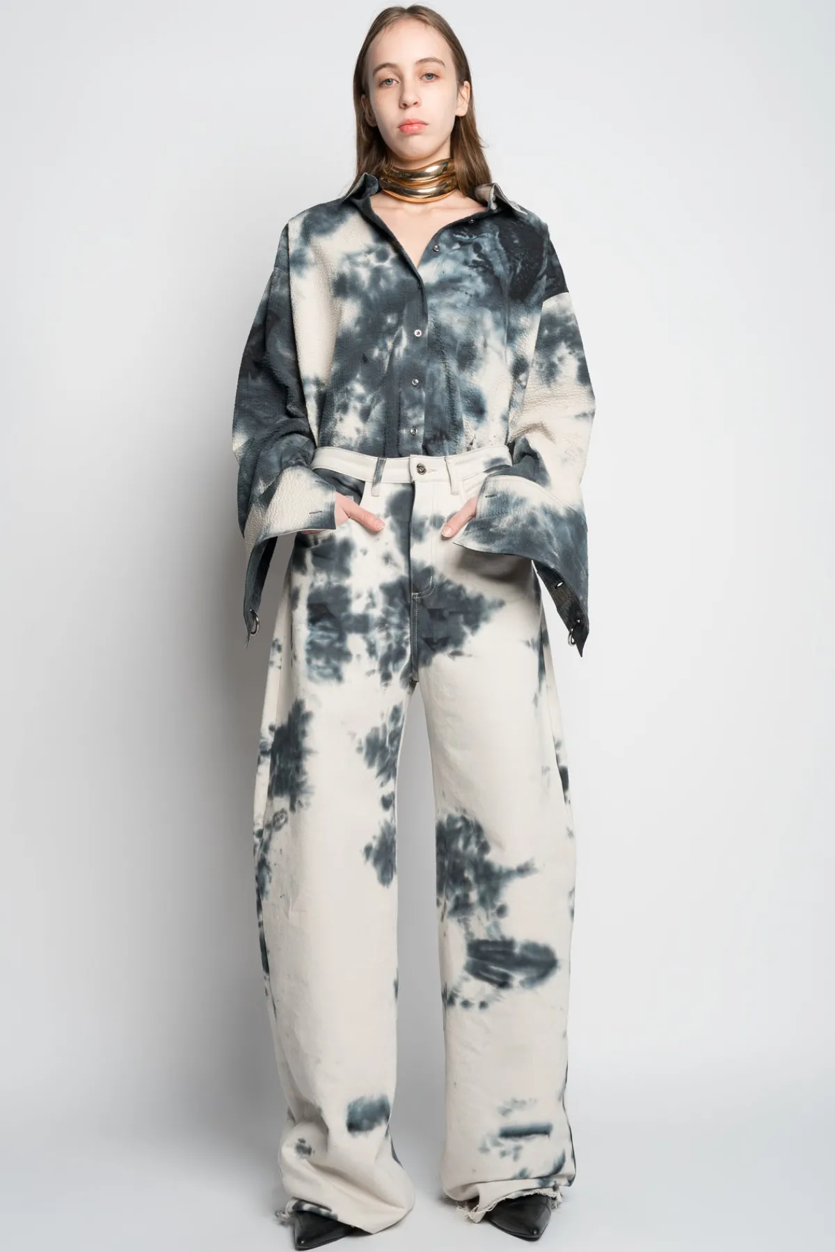 Women Marques ' Almeida TIE DYE BLACK BOYFRIEND TROUSERS