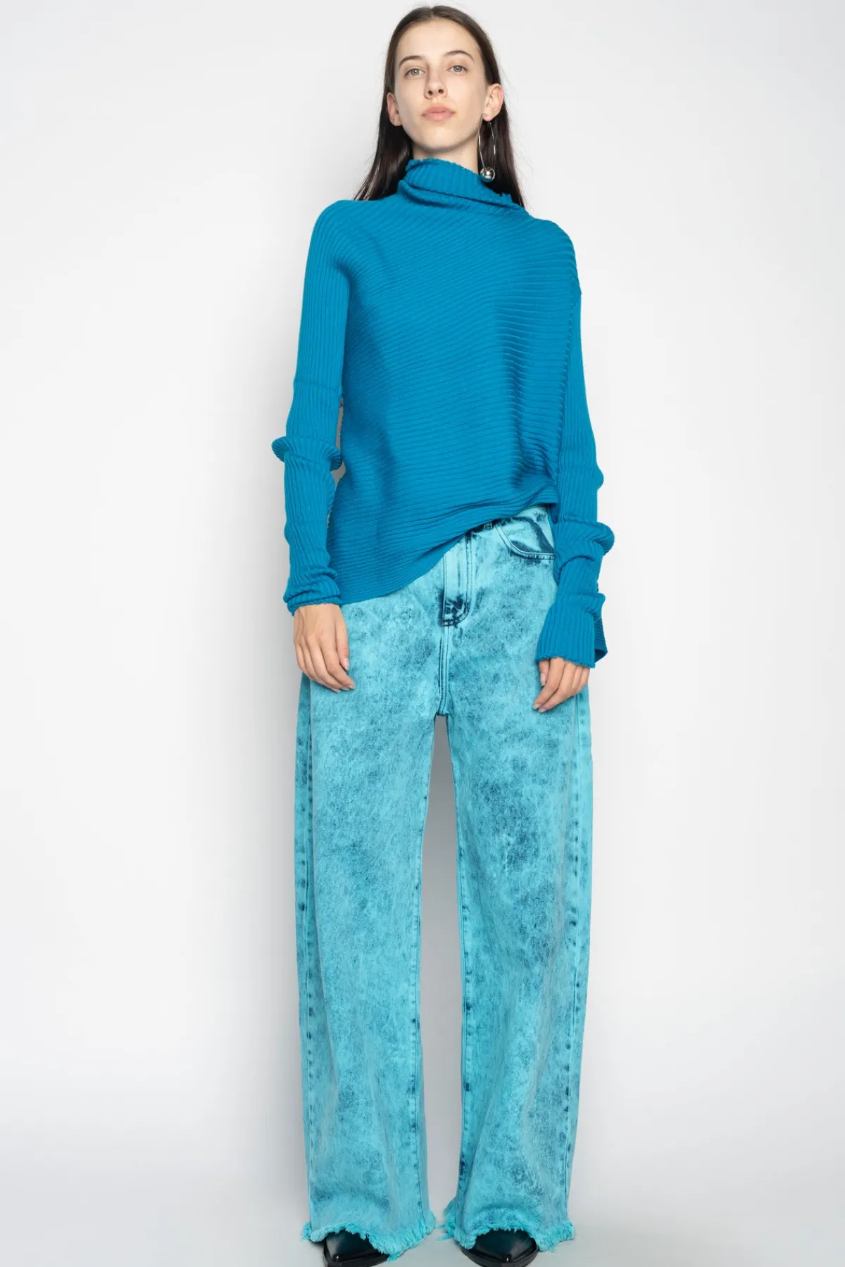 Women Marques ' Almeida TURQUOISE DRAPED JUMPER IN MERINO KNIT