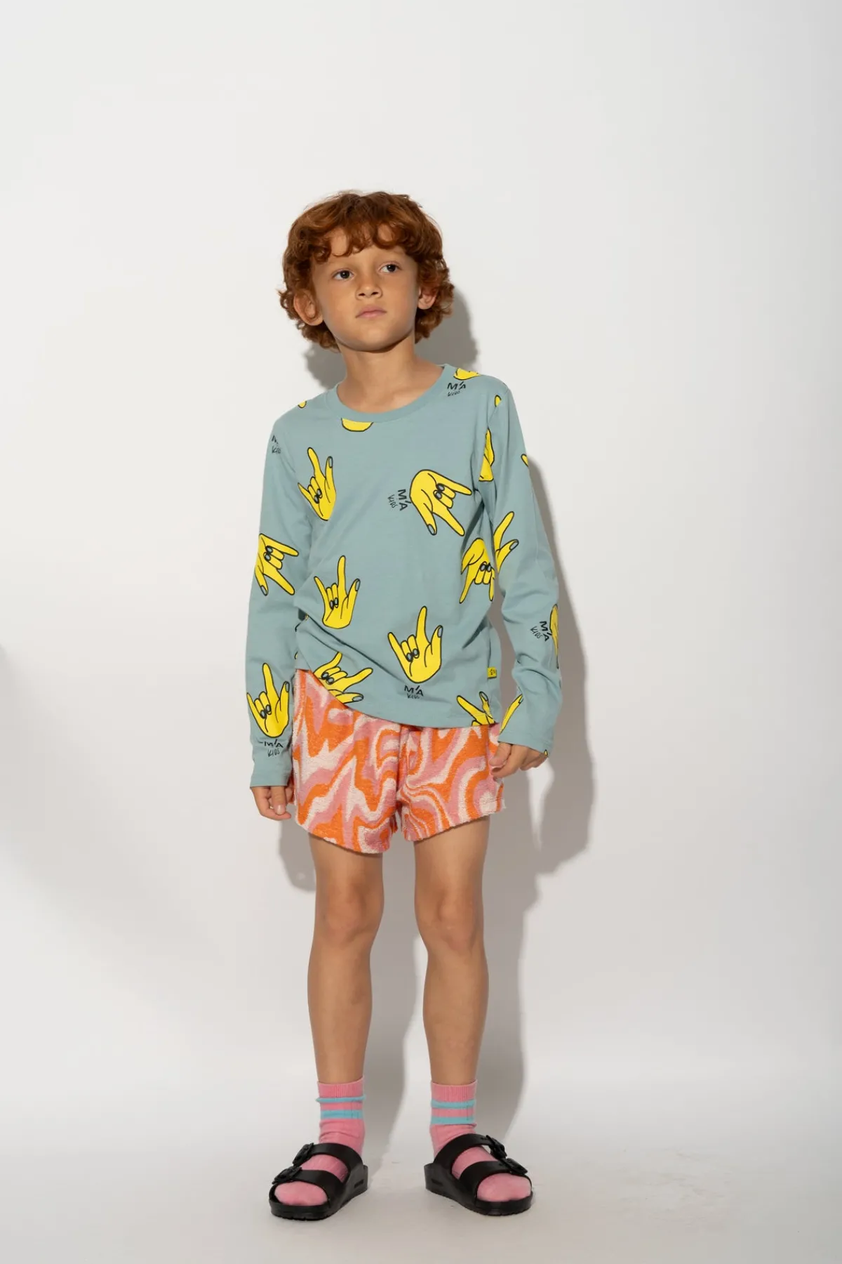 Kids Marques ' Almeida HANDS PRINT LONG SLEEVE TOP