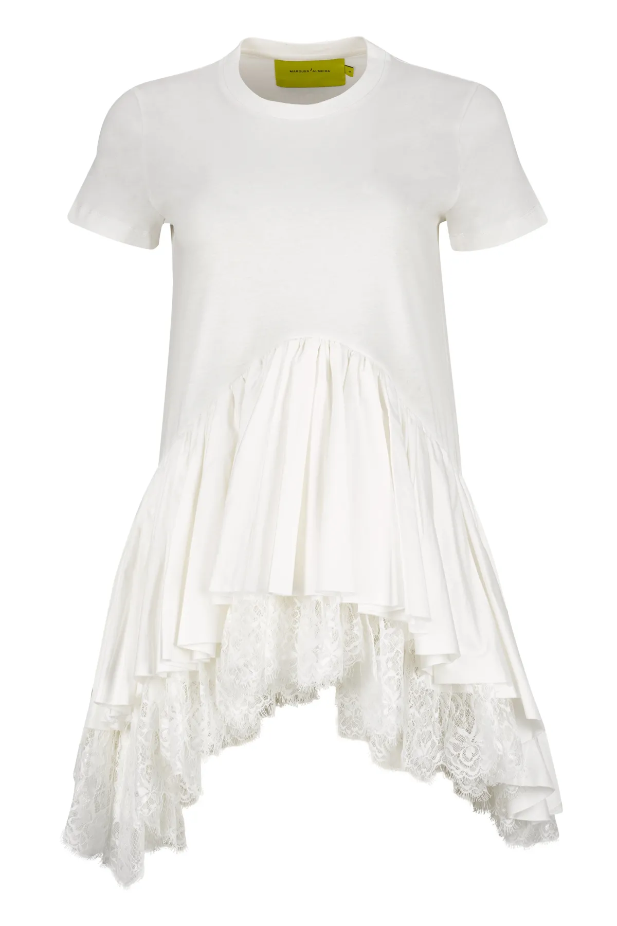 Women Marques ' Almeida CAP SLEEVE T-SHIRT WITH FRILL AND LACE HEM