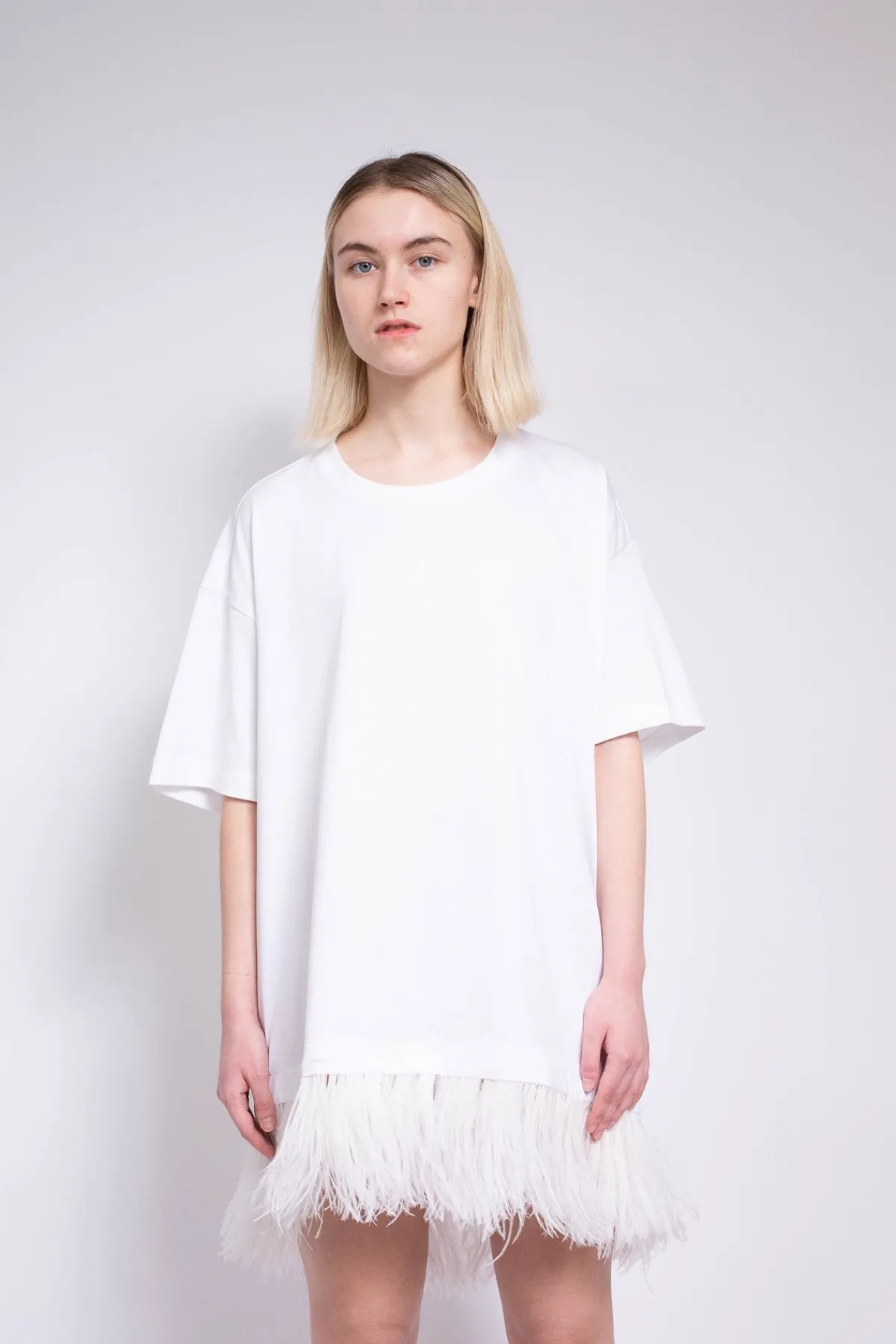 Women Marques ' Almeida FEATHER HEM T-SHIRT DRESS