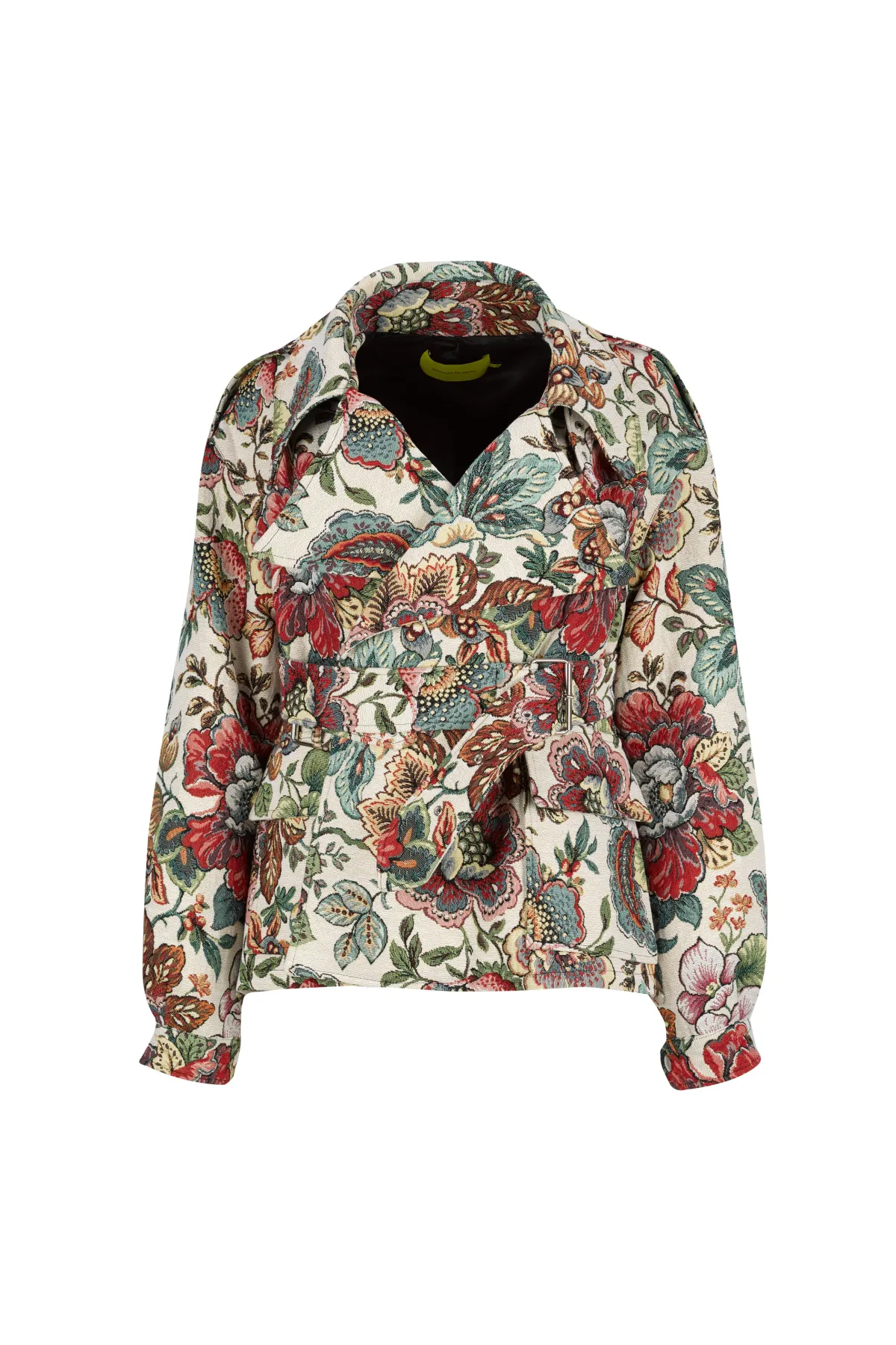 Women Marques ' Almeida WHITE FLORAL BROCADE CROPPED TRENCH COAT STYLE JACKET